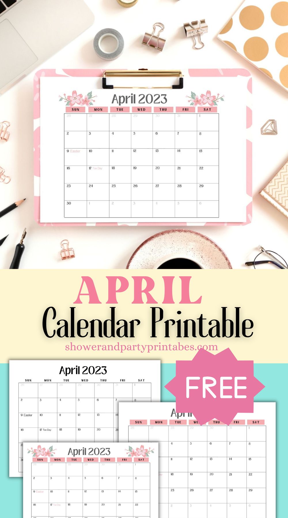 free printable april calendar pin showing three different calendar designs